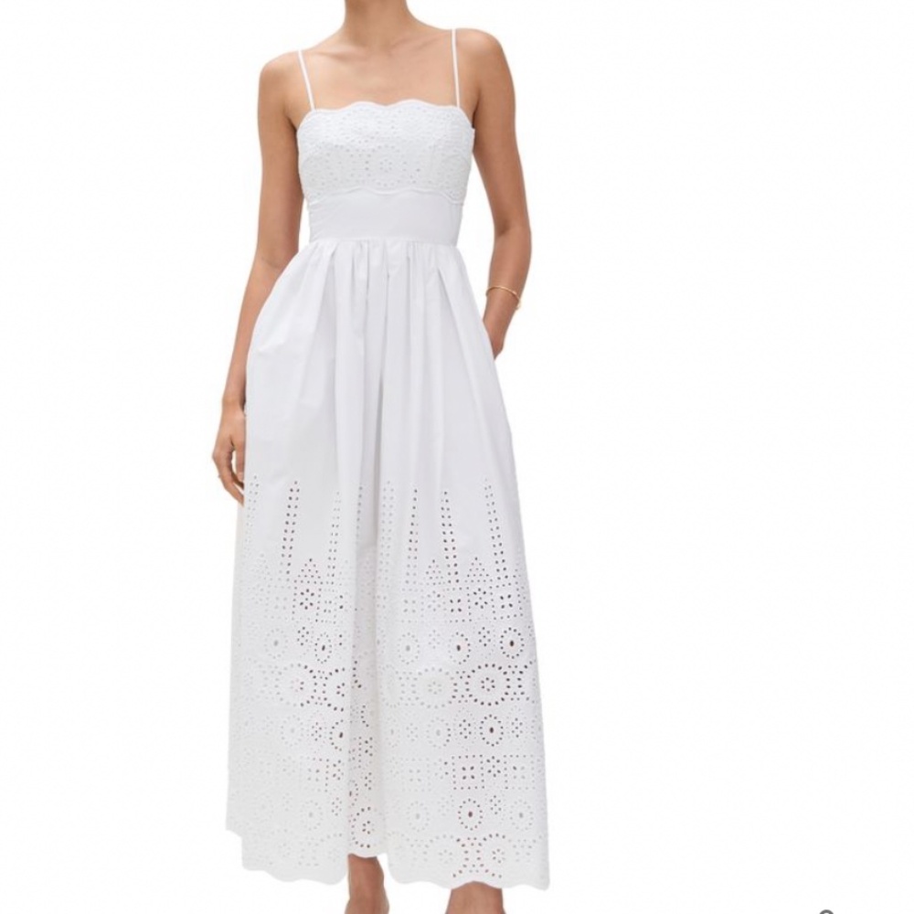 Susana Monaco Embroidered Poplin Open Back Dress